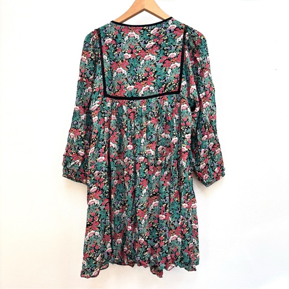Anthropologie Floreat Ottava Peasant Tunic Mini Dress Boho Dark Floral Size XS - Picture 8 of 14